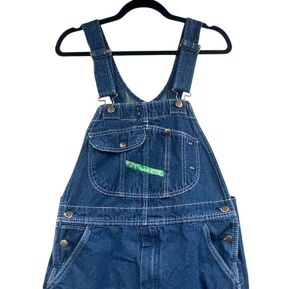 VTG KEY Bib Overalls 36x29 Denim Work Farm Trucker Hipster Hip Hop USA 90s Y2K - Picture 3 of 15